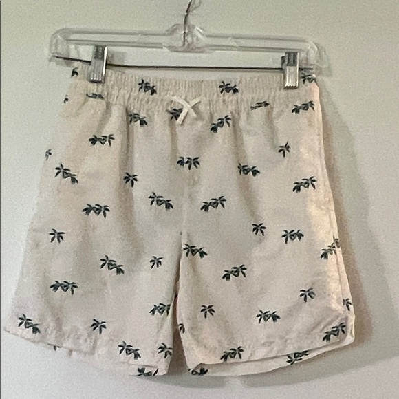Brooks Cream Palm Print Kids Swim Trunks - Picture 1 of 6